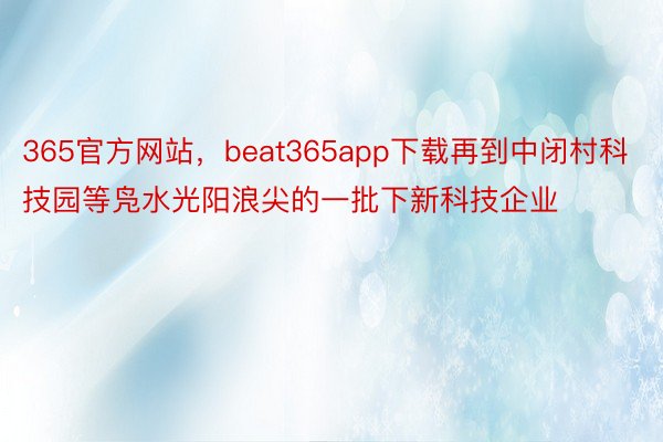 365官方网站，beat365app下载再到中闭村科技园等凫水光阳浪尖的一批下新科技企业